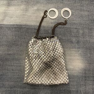ANTIQUE ART DECO/ EDWARDIAN~ Fairycore silver mesh finger‎ ring Barbiecore PURSE